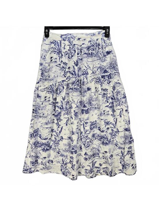 Joie Dresses & Skirts - Joie 100% Linen Toile Midi Skirt Blue White Tropical Coastal Grandma Boho Small